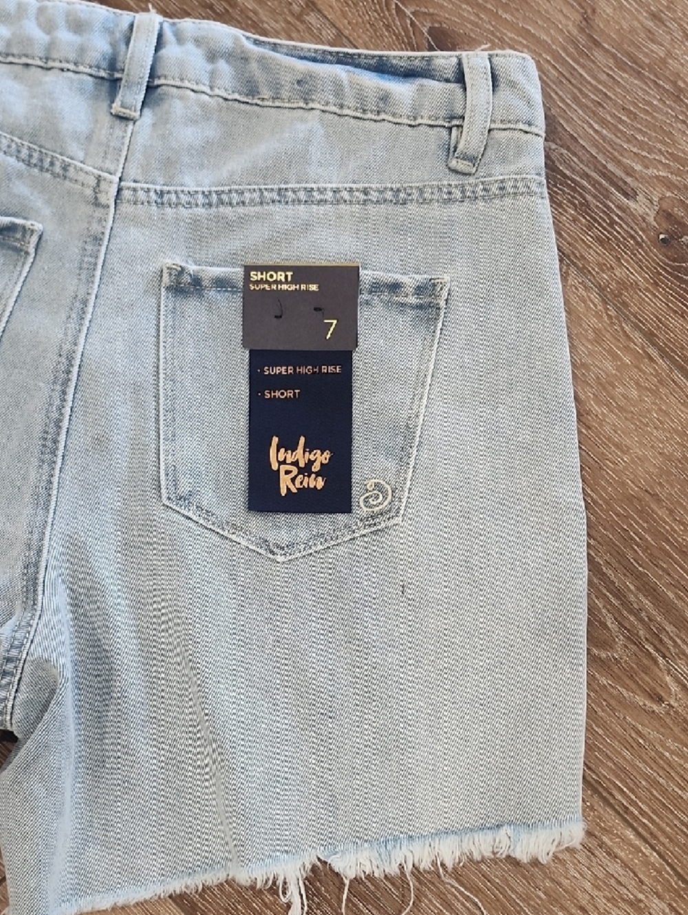 Indigo Rein Recycled Sustainable Light Blue Distressed Grunge High Rise Shorts 7 - Picture 7 of 10